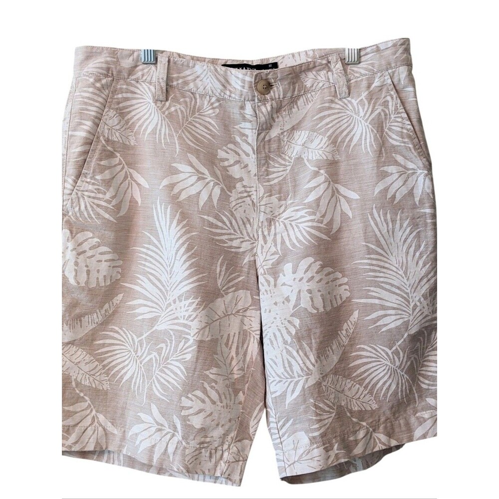 CHAPS Men Linen Blend Summer Beach Tropical Print Shorts 32